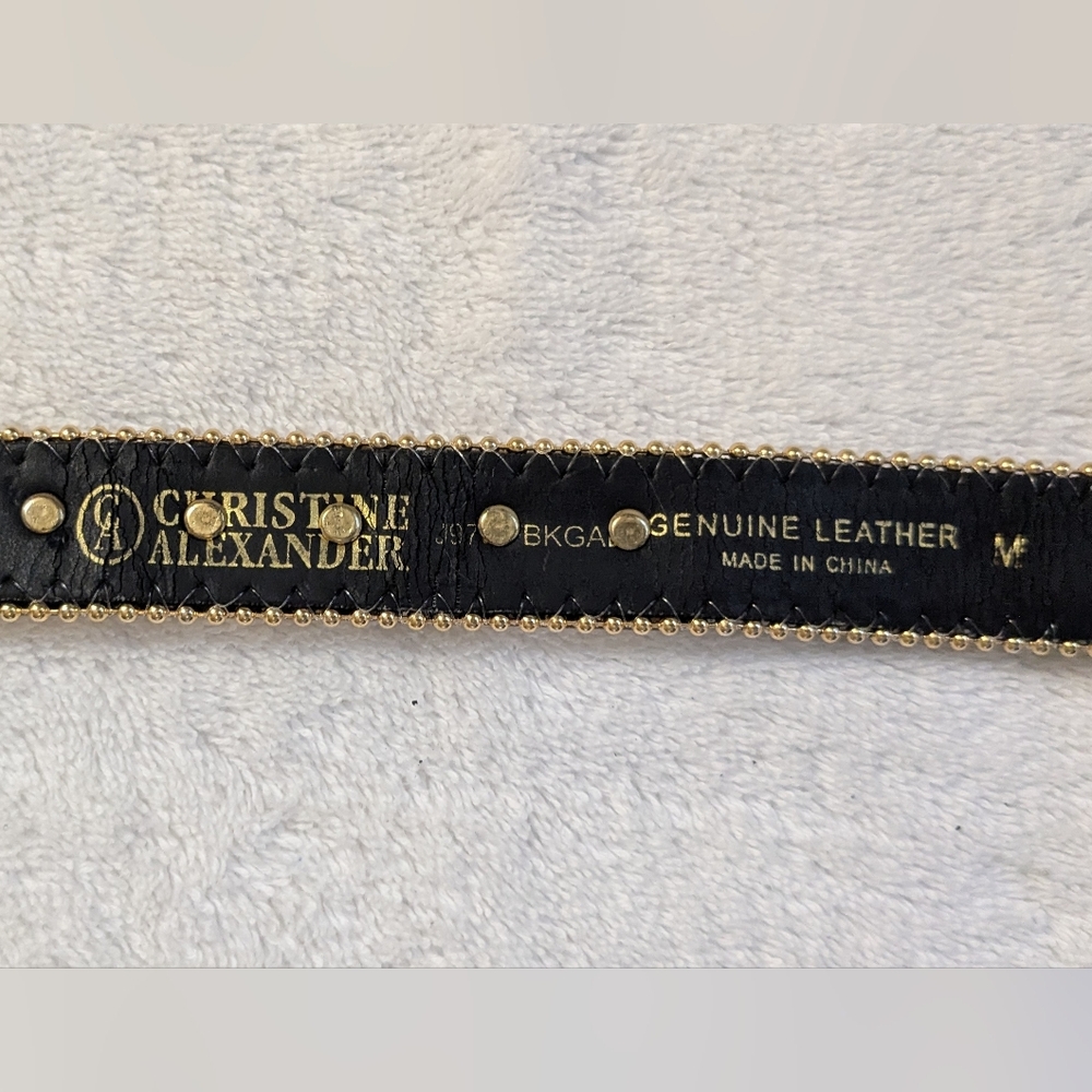 Christine Alexander Belt Western Black Leather Embellished Rhinestone Crystal M - Picture 6 of 9